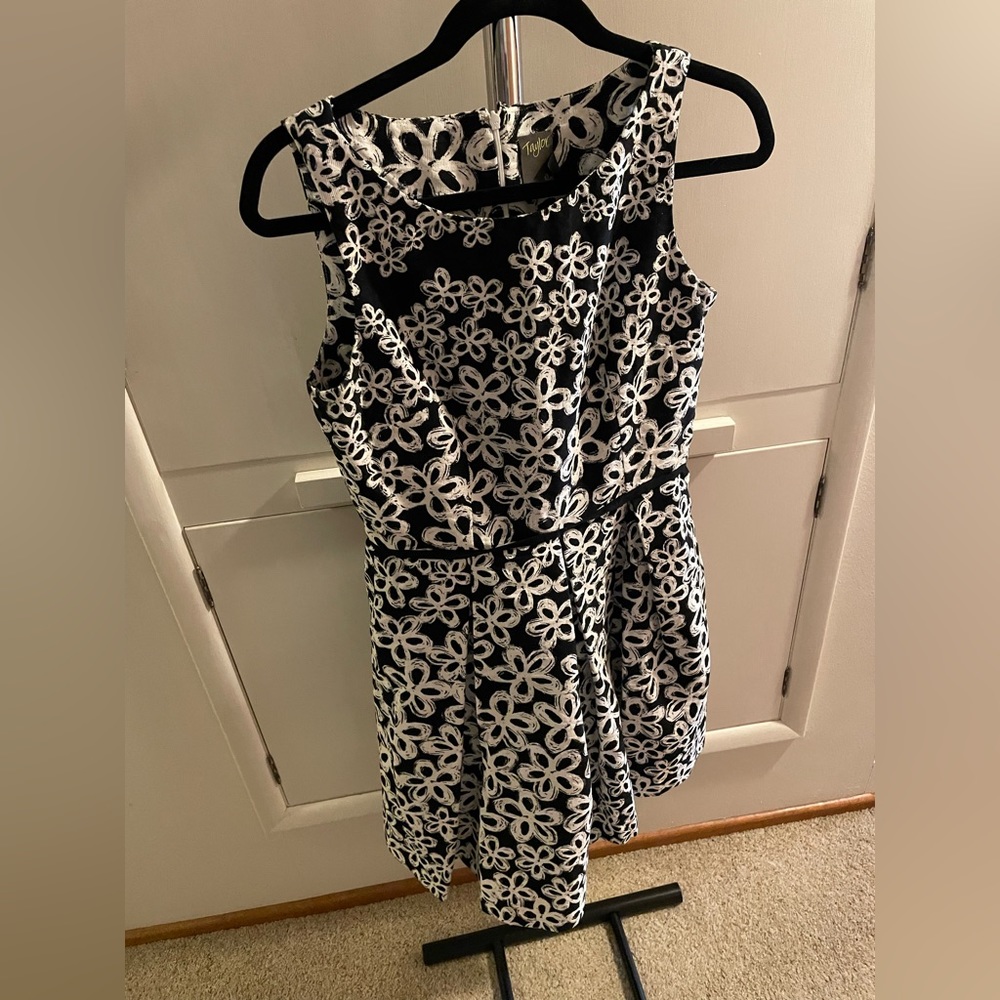 Taylor black and white floral dress